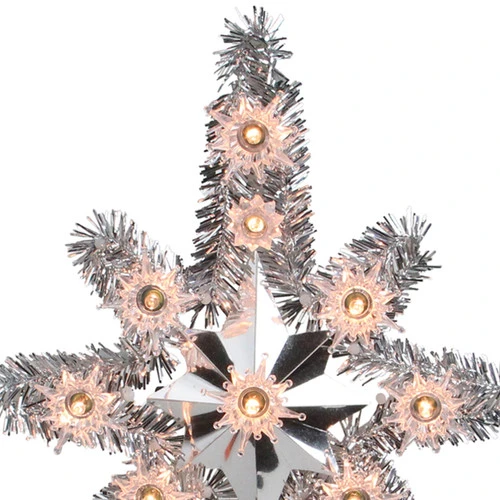 Northlight 11" Silver Lighted Tinsel Star Of Bethlehem Christmas Tree Topper - Clear Lights 3 Northlight 11" Silver Lighted Tinsel Star Of Bethlehem Christmas Tree Topper - Clear Lights - Image 3