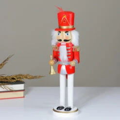 Northlight 14" Red And White Wooden Christmas Nutcracker With Horn 5 Northlight 14" Red And White Wooden Christmas Nutcracker With Horn -Christmas Decoration Store nutcrackerfactory 97187 3 82054.1665519667
