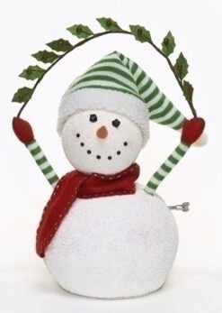 Roman 17" White And Green Animated And Musical Snowman Christmas Figurine