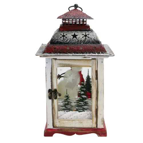 Northlight 14.5" Rustic Red And White Snowman Christmas Scene Candle Lantern 2 Northlight 14.5" Rustic Red And White Snowman Christmas Scene Candle Lantern - Image 2