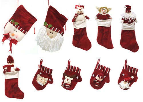 Pack Of 10 Red Christmas Stocking And Gift Bag Set 14.5" 2 Pack Of 10 Red Christmas Stocking And Gift Bag Set 14.5" - Image 2