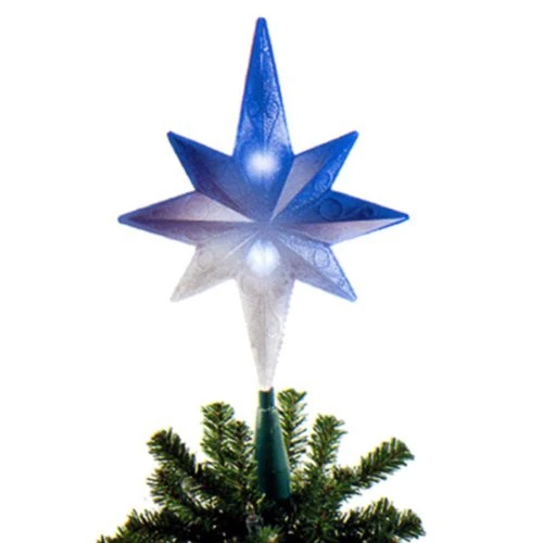 12' Lighted Blue And White Color-Changing Glitter Star Christmas Tree Topper 2 12' Lighted Blue And White Color-Changing Glitter Star Christmas Tree Topper - Image 2