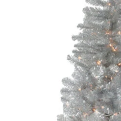 Northlight 6.5' Pre-Lit Full Metallic Silver Tinsel Artificial Christmas Tree, Clear Lights -Christmas Decoration Store p4jdoxapaxth9zkvq4kd2e44omcmawxw 07283.1588357536