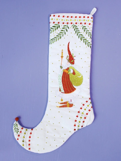 29" White And Red Santa Claus Holding A Candlestick Christmas Stocking 2 29" White And Red Santa Claus Holding A Candlestick Christmas Stocking - Image 2