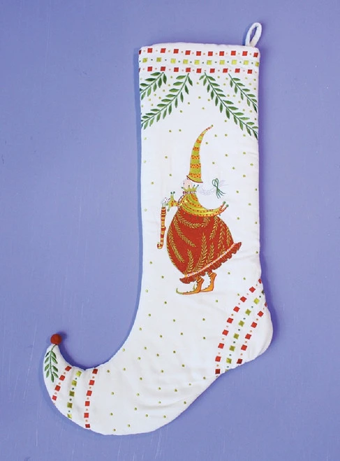 29" White And Red Embroider Mrs Santa Claus Christmas Stocking 2 29" White And Red Embroider Mrs Santa Claus Christmas Stocking - Image 2