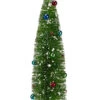 18" Pencil Pre Decorated Flocked Glitter Bottle Brush Artificial Christmas Tree - Unlit