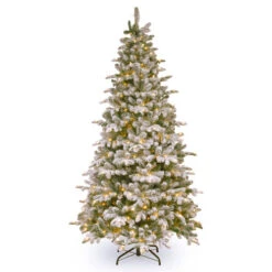 Christmas Central 6.5’ Pre-Lit Snowy Everest Fir Artificial Christmas Tree, Clear Lights