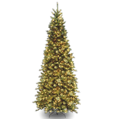 Christmas Central 9’ Pre-Lit Slim Tiffany Fir Artificial Christmas Tree, White Lights 1 Christmas Central 9’ Pre-Lit Slim Tiffany Fir Artificial Christmas Tree, White Lights