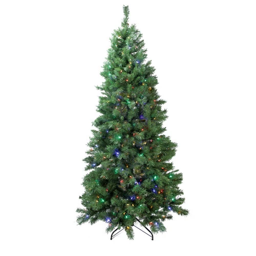 Northlight 7' Pre-Lit Slim Glacier Pine Artificial Christmas Tree - Multicolor LED Lights 2 Northlight 7' Pre-Lit Slim Glacier Pine Artificial Christmas Tree - Multicolor LED Lights - Image 2
