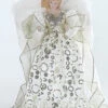 Roman 14" White And Green Gown Porcelain Angel Christmas Tree Topper