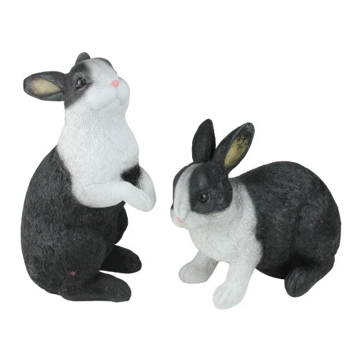 Set Of 2 Black And White Bunny Rabbit Figures Table Top Easter Spring Decorations 10" 2 Set Of 2 Black And White Bunny Rabbit Figures Table Top Easter Spring Decorations 10" - Image 2