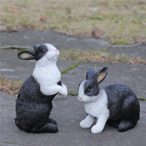 Set Of 2 Black And White Bunny Rabbit Figures Table Top Easter Spring Decorations 10" 3 Set Of 2 Black And White Bunny Rabbit Figures Table Top Easter Spring Decorations 10" - Image 3