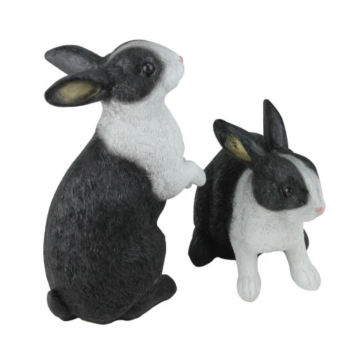Set Of 2 Black And White Bunny Rabbit Figures Table Top Easter Spring Decorations 10" 1 Set Of 2 Black And White Bunny Rabbit Figures Table Top Easter Spring Decorations 10"