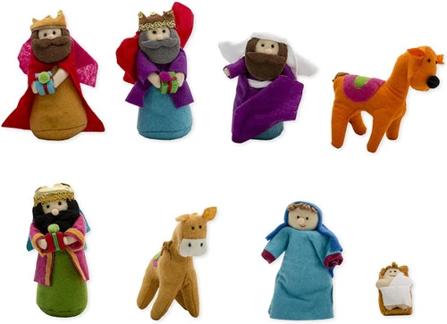 Pack Of 8 Red And Purple Plush Christmas Nativity Figurines 5.5" 2 Pack Of 8 Red And Purple Plush Christmas Nativity Figurines 5.5" - Image 2