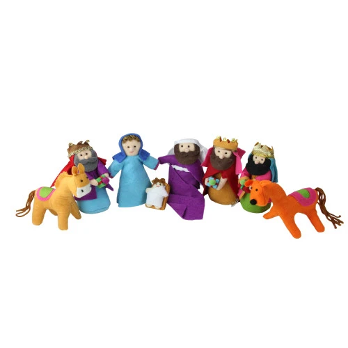 Pack Of 8 Red And Purple Plush Christmas Nativity Figurines 5.5" 1 Pack Of 8 Red And Purple Plush Christmas Nativity Figurines 5.5"