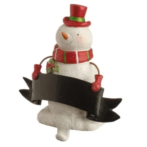 8.5" Red And White Glitter Snowman Stocking Holder With Banner Christmas Decor 2 8.5" Red And White Glitter Snowman Stocking Holder With Banner Christmas Decor - Image 2