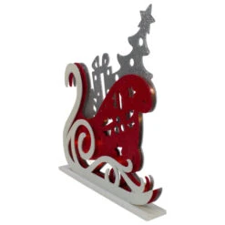 18" Pre-Lit Red And Silver LED Sleigh Christmas Tabletop Silhouette Decoration 5 18" Pre-Lit Red And Silver LED Sleigh Christmas Tabletop Silhouette Decoration -Christmas Decoration Store raz 3419044 2 49053.1597323280