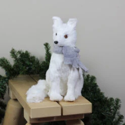 13" Snowy Time Sitting White Glittered Fox Christmas Tabletop Decor -Christmas Decoration Store raz 3421819b styled 40817.1588406475