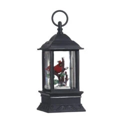 9.5" Lighted Water Lantern With Male Cardinal In A Snowy Tree Christmas Decoration - 34133992