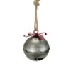 9.25" Gray And Red Round Rustic Finish Hanging Bell Christmas Ornament