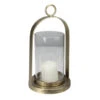 8.5” Antique-Styled Golden Weathered Christmas Pillar Candle Lantern