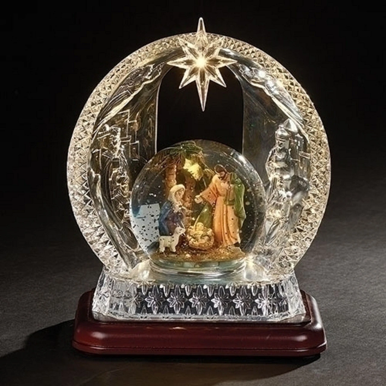 9.25” Musical Arch Nativity Scene In Dome With Lighted Star B/O 1 9.25” Musical Arch Nativity Scene In Dome With Lighted Star B/O