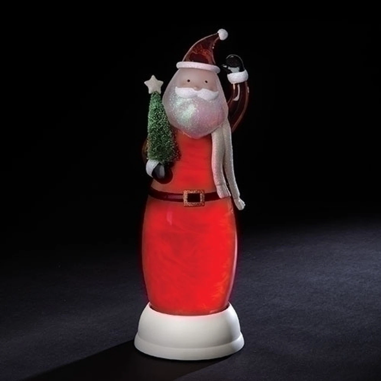 13” LED Lighted Pearl Swirl Santa Claus With Christmas Tree - Battery Operated 1 13” LED Lighted Pearl Swirl Santa Claus With Christmas Tree - Battery Operated