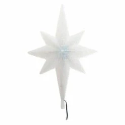 12' Lighted Blue And White Color-Changing Glitter Star Christmas Tree Topper