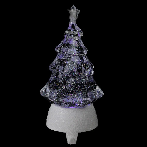 Roman 9.5" Clear LED Glitter Swirl Christmas Tree Stocking Holder 3 Roman 9.5" Clear LED Glitter Swirl Christmas Tree Stocking Holder - Image 3