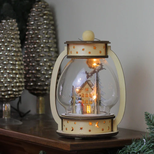 Roman 9.75" Clear And Beige LED Woodland Christmas Dome Lantern Tabletop Decoration 3 Roman 9.75" Clear And Beige LED Woodland Christmas Dome Lantern Tabletop Decoration - Image 3