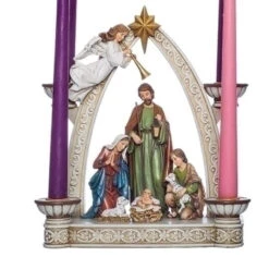 Roman 10.25” Christmas Advent Arch With Holy Family With Candle Holders