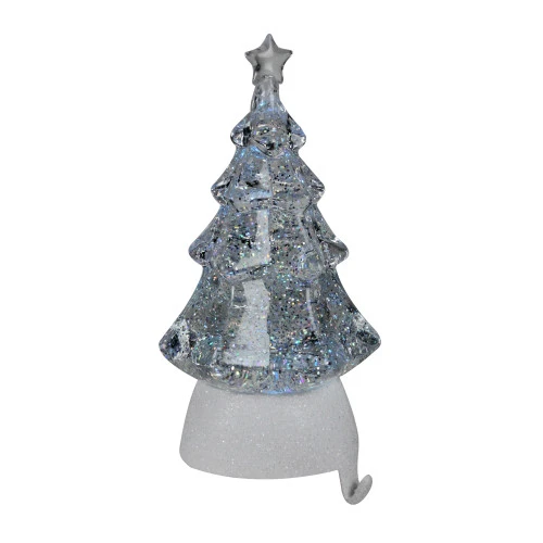 Roman 9.5" Clear LED Glitter Swirl Christmas Tree Stocking Holder 2 Roman 9.5" Clear LED Glitter Swirl Christmas Tree Stocking Holder - Image 2