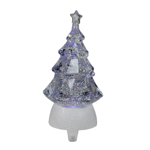 Roman 9.5" Clear LED Glitter Swirl Christmas Tree Stocking Holder 1 Roman 9.5" Clear LED Glitter Swirl Christmas Tree Stocking Holder