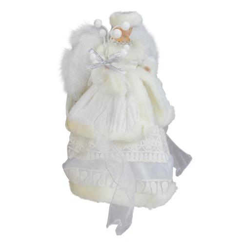 Roman 12" White Angel In A Dress Christmas Tree Topper- Unlit 2 Roman 12" White Angel In A Dress Christmas Tree Topper- Unlit - Image 2