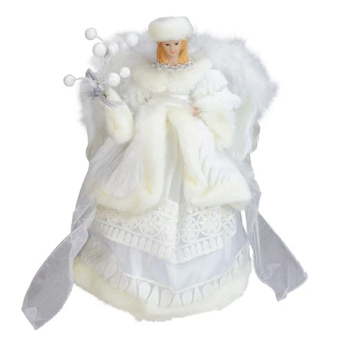 Roman 12" White Angel In A Dress Christmas Tree Topper- Unlit 1 Roman 12" White Angel In A Dress Christmas Tree Topper- Unlit