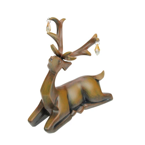 Roman 7.5" Brown Laying Deer Christmas Table Top Decoration 2 Roman 7.5" Brown Laying Deer Christmas Table Top Decoration - Image 2