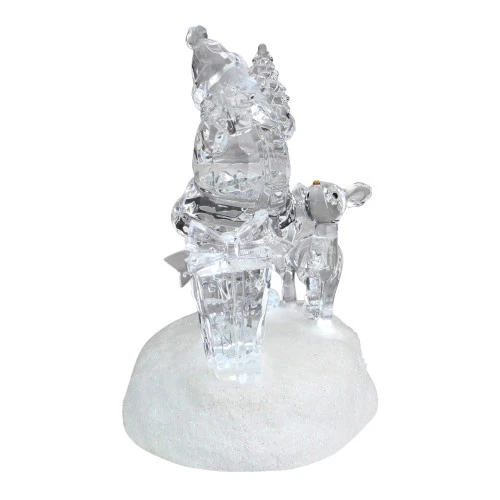 Roman 5.25" Prelit Clear Crystal LED Santa Claus With Reindeer Christmas Figure 1 Roman 5.25" Prelit Clear Crystal LED Santa Claus With Reindeer Christmas Figure