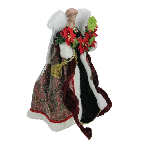 Roman 16" Green And Red Holly Berry Christmas Angel Tree Topper 2 Roman 16" Green And Red Holly Berry Christmas Angel Tree Topper - Image 2