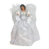 Roman 14.5" White And Silver Elegant Feathered Tree Topper
