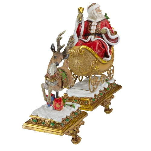 Roman Set Of 2 Brown And Red Santa Claus With Reindeer Christmas Stocking Holders 9.5" 2 Roman Set Of 2 Brown And Red Santa Claus With Reindeer Christmas Stocking Holders 9.5" - Image 2