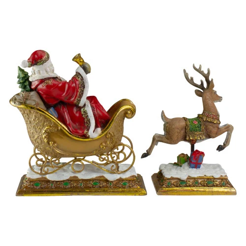 Roman Set Of 2 Brown And Red Santa Claus With Reindeer Christmas Stocking Holders 9.5" 4 Roman Set Of 2 Brown And Red Santa Claus With Reindeer Christmas Stocking Holders 9.5" - Image 4