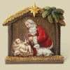 Roman 7" Brown And Red Kneeling Santa Christmas Tabletop Figurine