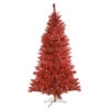 7.5' Pre-Lit Medium Sparkle Ruby Tinsel Artificial Christmas Tree - Red Lights
