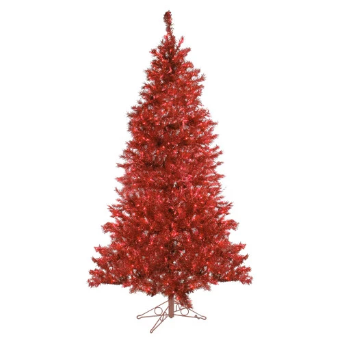 7.5' Pre-Lit Medium Sparkle Ruby Tinsel Artificial Christmas Tree - Red Lights 1 7.5' Pre-Lit Medium Sparkle Ruby Tinsel Artificial Christmas Tree - Red Lights
