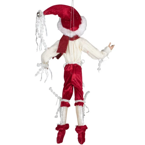 13" Red And Cream Whimsical Dusty Elf With Holly Berries 4 13" Red And Cream Whimsical Dusty Elf With Holly Berries - Image 4