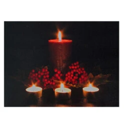 Northlight Red And Green LED Lighted Candles Christmas Canvas Wall Art 12" X 15.75"