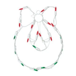 Sienna 12" Lighted Green And Red LED Wreath With Bow Christmas Window Silhouette Decoration