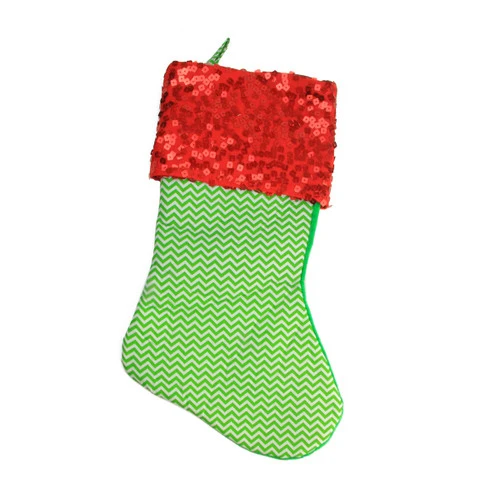 Northlight 19" Green And Red Chevron Sequin Cuff Christmas Stocking 2 Northlight 19" Green And Red Chevron Sequin Cuff Christmas Stocking - Image 2