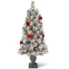Christmas Central 4’ Pre-Lit Potted Snowy Bristle Pine Artificial Christmas Tree, Clear Lights