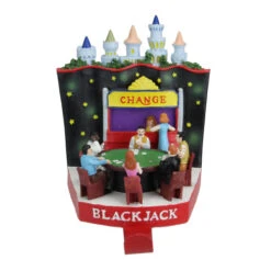 6.25" Red And Green Casino Gambling Blackjack Table Christmas Stocking Holder